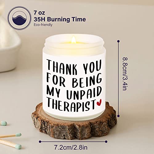 Thank You Gifts, Gifts for Friends Female, Funny Unpaid Therapist Candle Gifts, Birthday Gifts for Best Friend, Friendship Gifts for Women Friends, Sister, Bestie, Mothers Day Gifts