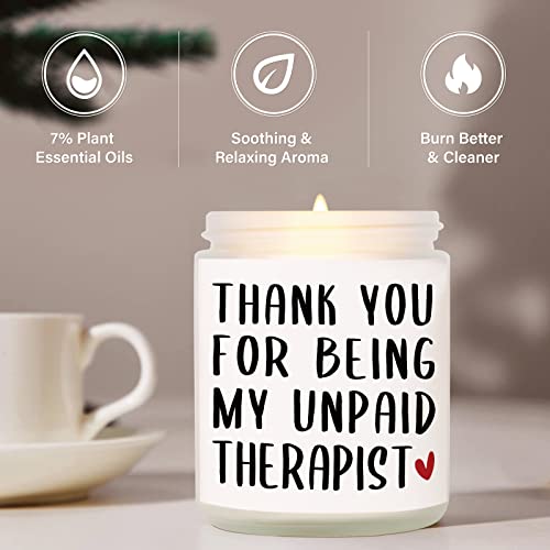 Thank You Gifts, Gifts for Friends Female, Funny Unpaid Therapist Candle Gifts, Birthday Gifts for Best Friend, Friendship Gifts for Women Friends, Sister, Bestie, Mothers Day Gifts