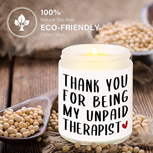 Thank You Gifts, Gifts for Friends Female, Funny Unpaid Therapist Candle Gifts, Birthday Gifts for Best Friend, Friendship Gifts for Women Friends, Sister, Bestie, Mothers Day Gifts