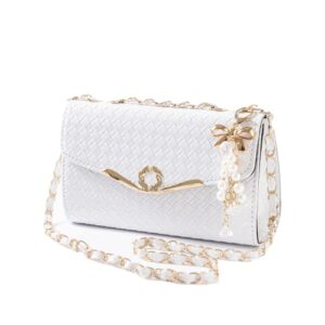 anoile woven crossbody handbag purse for women trendy leather money clutch square bag retro satchel shoulder bag (white)