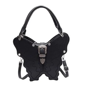 milata butterfly shaped crossbody bag tote retro vintage shoulder top handle bag satchel purse for girl women (black)