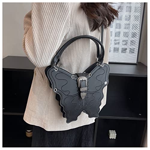 MILATA Butterfly Shaped Crossbody Bag Tote Retro Vintage Shoulder Top Handle Bag Satchel Purse for Girl Women (black)