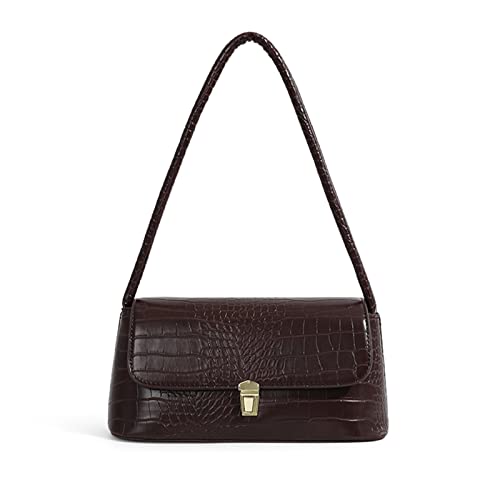 Chloe soo Women Shoulder Bags Embossed Crocodile Effect Underarm Purse Tote Handbag Retro Brown Classic Small Purse 90s Buckle Closure 17