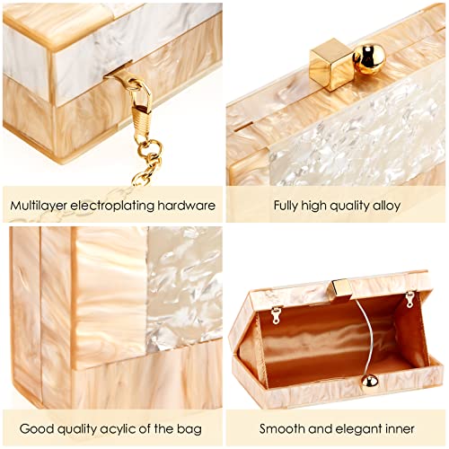 Women Acrylic Clutch Purse Acrylic Evening Clutch Bag Glitter Marble Purse Handbag Chain Shoulder Crossbody Box Bags Purse for Wedding Cocktail Party Prom