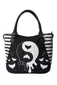 lost queen gothic stripe tote bat handbag yin yang shoulder bag crossbody purse