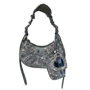 women’s rhinestone clutch, bling crystal purse glitter handbag, full rhinestones evening bags for party prom wedding (silver)