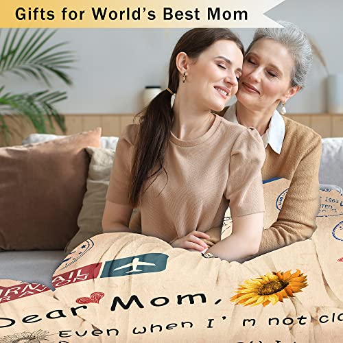 Itvgekp Gifts for Mom, Mom Gifts for Mothers Day Birthday Valentines Day, Blanket Gifts for Mom Women from Daughter Son Soft Warm Throw Blanket 50" x 60" (Orange Dear Mom, 50" x 60")