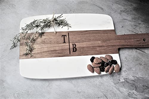 Minimalist Personalized Marble and Wood Cutting Board Custom Cutting Board Charcuterie Board Christmas Anniversary Wedding Gift Bridal Shower Gift Engagement Gift Housewarming Gift