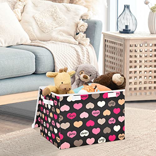 xigua Valentine's Day Storage Bins with Lids and Carrying Handle,Foldable Storage Boxes Organizer Containers Baskets Cube with Cover for Home Bedroom Closet Office Nursery