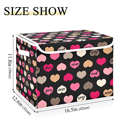 xigua Valentine's Day Storage Bins with Lids and Carrying Handle,Foldable Storage Boxes Organizer Containers Baskets Cube with Cover for Home Bedroom Closet Office Nursery