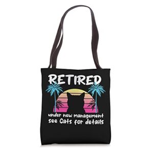 vintage retired under new management see cats for details tote bag