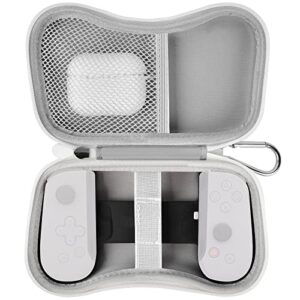 case compatible with backbone one mobile gaming controller, handheld gaming console portable travel holder, extra mesh pocket for cables power bank accessories – white