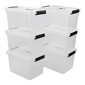 zopnny 6-pack 10 l plastic latching box with lid, clear storage boxes container