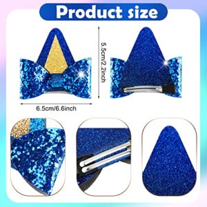16 Pcs Blue Dog Ears Hair Clips Kids Glitter Dog Ear Hair Bow Toddler Girls Cute Blue Hair Accessories for Birthday Halloween Costume Party Favor Decorations Supplies