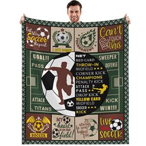 soccer lover gifts, soft warm soccer blanket, soccer gifts for boys men, soccer gifts blanket for soccer players, soccer throw blanket for couch bed, unique gifts for soccer lovers 50″x60″