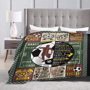 Soccer Lover Gifts, Soft Warm Soccer Blanket, Soccer Gifts for Boys Men, Soccer Gifts Blanket for Soccer Players, Soccer Throw Blanket for Couch Bed, Unique Gifts for Soccer Lovers 50"X60"