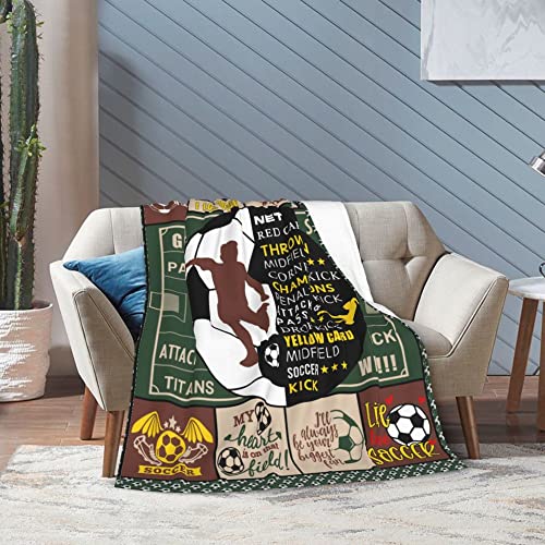 Soccer Lover Gifts, Soft Warm Soccer Blanket, Soccer Gifts for Boys Men, Soccer Gifts Blanket for Soccer Players, Soccer Throw Blanket for Couch Bed, Unique Gifts for Soccer Lovers 50"X60"