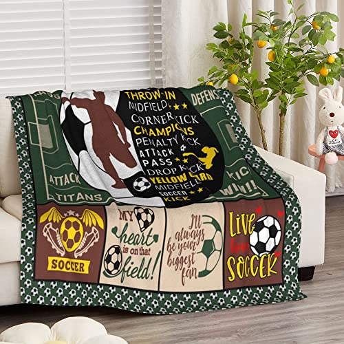 Soccer Lover Gifts, Soft Warm Soccer Blanket, Soccer Gifts for Boys Men, Soccer Gifts Blanket for Soccer Players, Soccer Throw Blanket for Couch Bed, Unique Gifts for Soccer Lovers 50"X60"