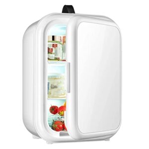 skincare fridge with drawer led mirror beauty mini refrigerator quiet for bedroom portable compact makeup fridge to skin care cosmetics chill perfect for girls woman,white