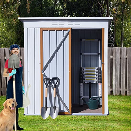 Morhome 5x3 FT Outdoor Storage Shed,Sheds & Outdoor Storage,Garden Shed with Sliding Door, Metal Shed Lean to Shed with Pent Roof and Vents, Outdoor Sheds Storage Outside Cabinet for Backyard, Patio