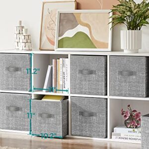 SONGMICS Storage Cubes and Cube Storage Organizer Bundle, 6 Non-Woven Fabric Bins with Double Handles, 6 Closet Organizers and Storage, Geay and White UROB26LG and ULPC06W