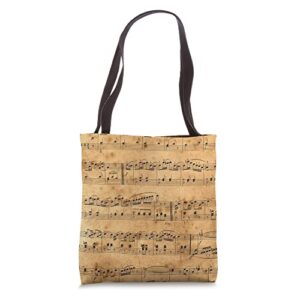 sheet music pattern musician instructor tote bag
