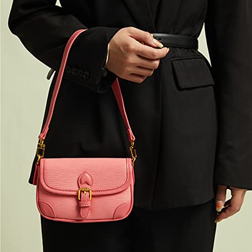 Chloe soo Shoulder Bag for Women Leather Pink Tote Bag Fashion Clutch Retro Classic Purse Buckle Closure 27P