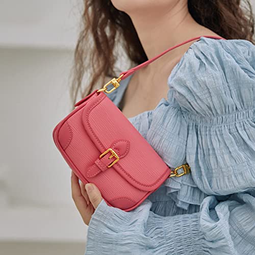 Chloe soo Shoulder Bag for Women Leather Pink Tote Bag Fashion Clutch Retro Classic Purse Buckle Closure 27P