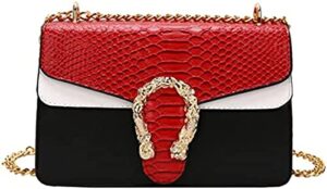 hdhtb crossbody shoulder bags for women luxury leather satchel bag evening clutch purse handbags chain strap clutch satchel (red)