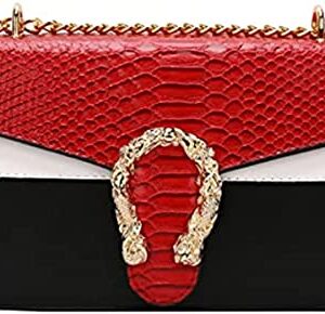 HDHTB Crossbody Shoulder Bags for Women Luxury Leather Satchel Bag Evening Clutch Purse Handbags Chain Strap Clutch Satchel (red)