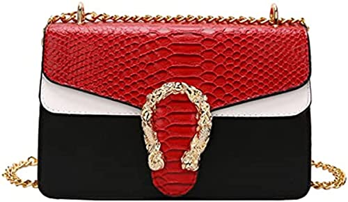 HDHTB Crossbody Shoulder Bags for Women Luxury Leather Satchel Bag Evening Clutch Purse Handbags Chain Strap Clutch Satchel (red)