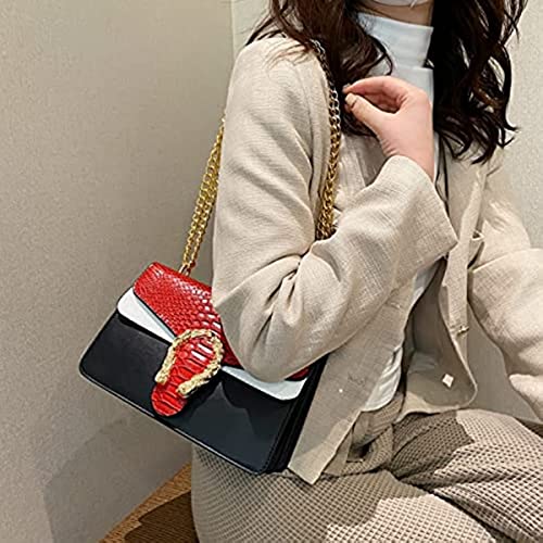 HDHTB Crossbody Shoulder Bags for Women Luxury Leather Satchel Bag Evening Clutch Purse Handbags Chain Strap Clutch Satchel (red)