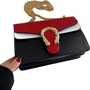 HDHTB Crossbody Shoulder Bags for Women Luxury Leather Satchel Bag Evening Clutch Purse Handbags Chain Strap Clutch Satchel (red)