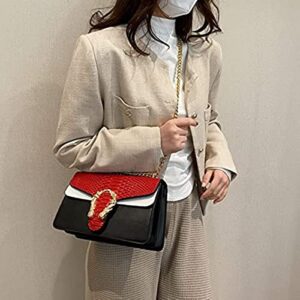 HDHTB Crossbody Shoulder Bags for Women Luxury Leather Satchel Bag Evening Clutch Purse Handbags Chain Strap Clutch Satchel (red)