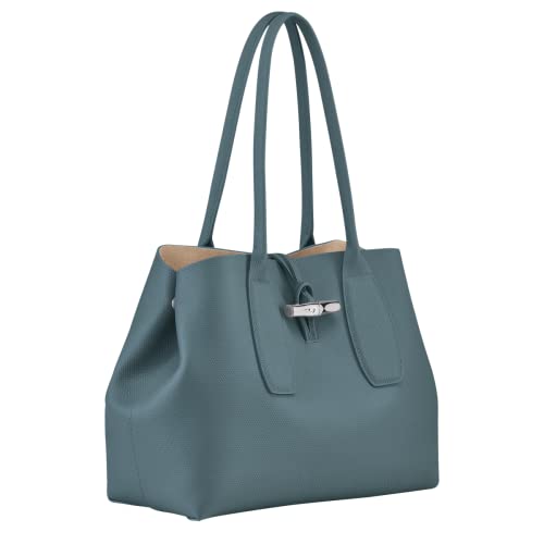 Longchamp 'Roseau' Leather Shoulder Tote Handbag, Blue