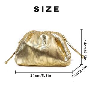 CARZA Women Sparkly Cloud Evening Clutch Dumpling Crossbody Bag Clutch Purses Drawstring Strap for Party