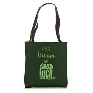 kiss vivian for good luck funny st patricks tote bag