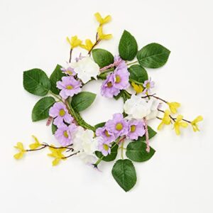 Worth Imports 12" Cherry Forsythia Daisy, Lavender, Set of 2 Candle Ring