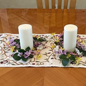 Worth Imports 12" Cherry Forsythia Daisy, Lavender, Set of 2 Candle Ring