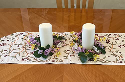 Worth Imports 12" Cherry Forsythia Daisy, Lavender, Set of 2 Candle Ring