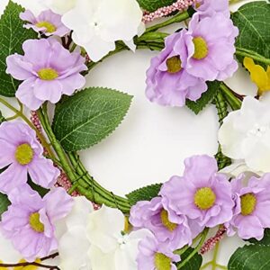 Worth Imports 12" Cherry Forsythia Daisy, Lavender, Set of 2 Candle Ring