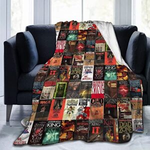 the full collection of stephen king books throw blanket 50″x40″ lightweight cozy bed blankets for soft bedding,couch,chair,sofa,bed for room suitable all season