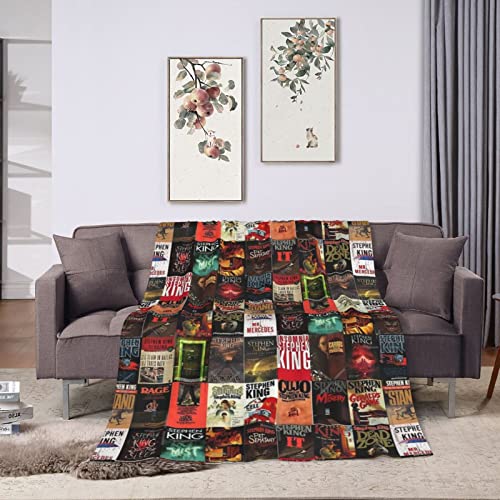 The Full Collection of Stephen King Books Throw Blanket 50"X40" Lightweight Cozy Bed Blankets for Soft Bedding,Couch,Chair,Sofa,Bed for Room Suitable All Season