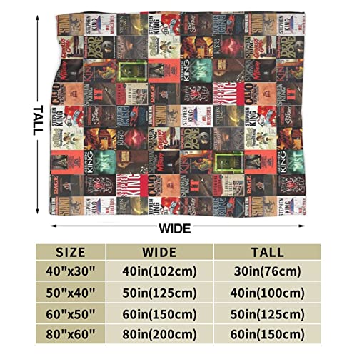 The Full Collection of Stephen King Books Throw Blanket 50"X40" Lightweight Cozy Bed Blankets for Soft Bedding,Couch,Chair,Sofa,Bed for Room Suitable All Season