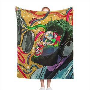 Blanket Rod Psychedelic Wave Ultra-Soft 30x40 Inch Flannel Blanket Throw Fuzzy Fleece Super Plush Soft Warm for Napping Couch Sofa Bed Chair Living Room