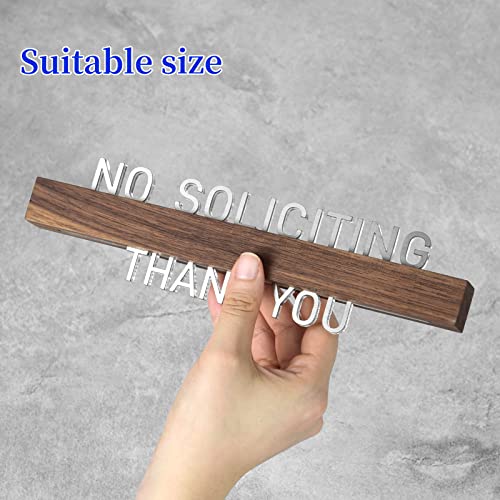 No Soliciting Sign for House, Office,Store, Business,Solid Wood Stainless Steel Modern Design Door or Wall Sign 9.4" x 2.4"(Brushed silver)