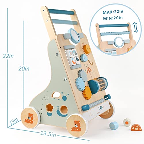 PairPear Wooden Baby Walker, Toddler Push Walker Activity Center Toys