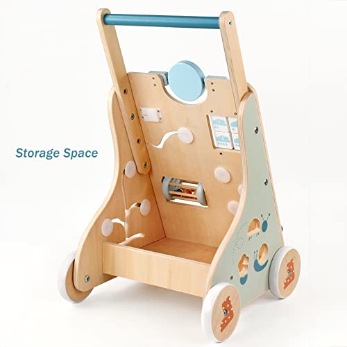 PairPear Wooden Baby Walker, Toddler Push Walker Activity Center Toys