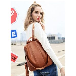 Fashion Leather Ladies' Anti-theft Backpack,Large-capacity Schoolbag Versatile Fashion Leisure Soft Leather