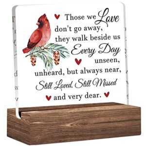 sympathy memorial gifts, clear desk memory decorative sign with wood stand, home office positive plaque decor, sympathy gifts for loss of loved one in memory